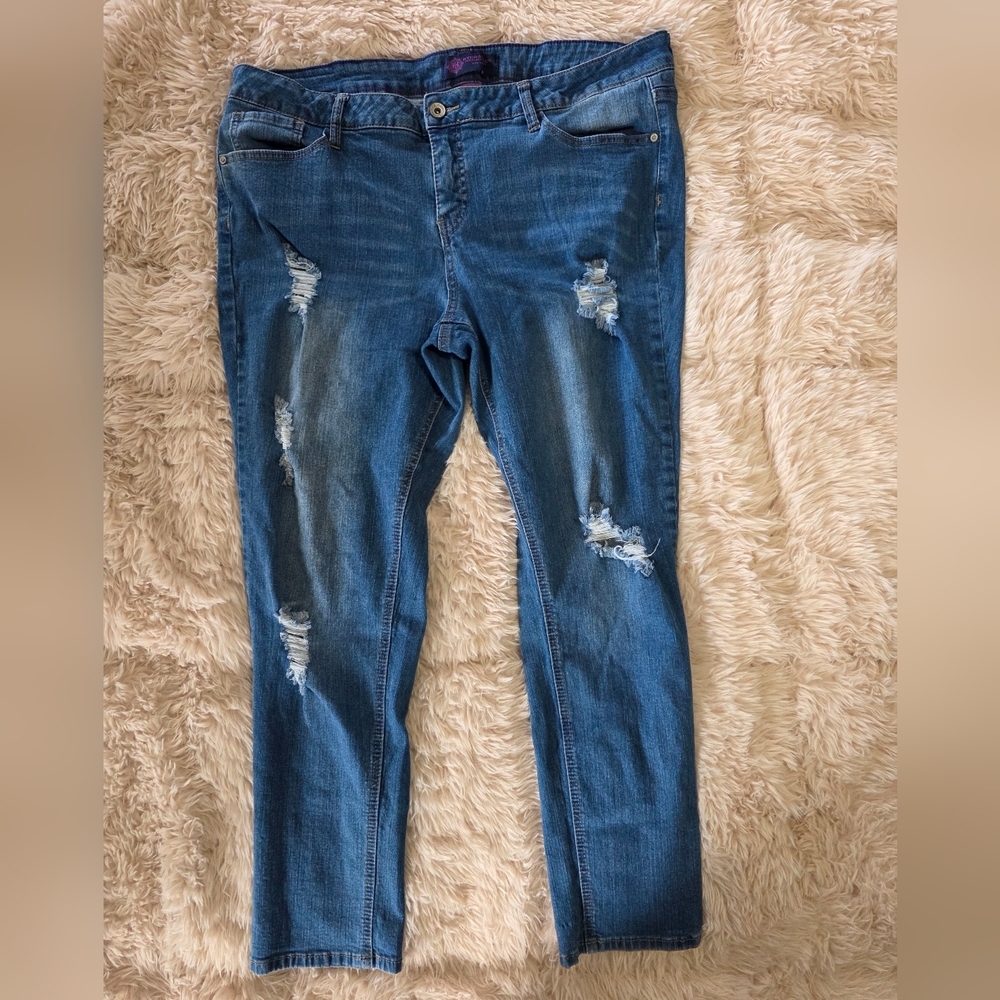 Hydraulic Blue Skinny Jeans with Modern Distressing